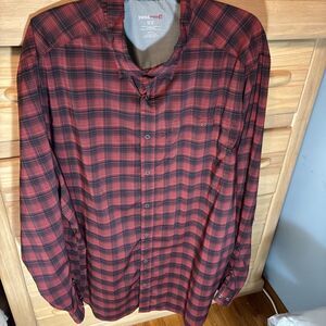 Swiss Tech Long Sleeve Snap Button Up Mens 3XL Red Black Plaid Shirt Lightweight
